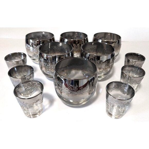 MCM Set Of 6 Dorothy Thorpe Whiskey Brandy Glass Tumbler+ 6 Shots Sandblasted - Picture 2 of 15